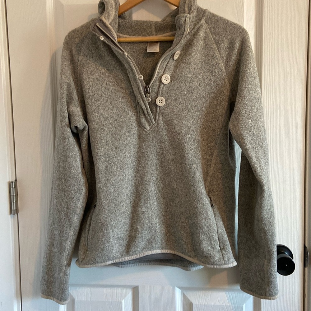 The North Face Sweater Hooded Jacket Button Long Sleeves Gray